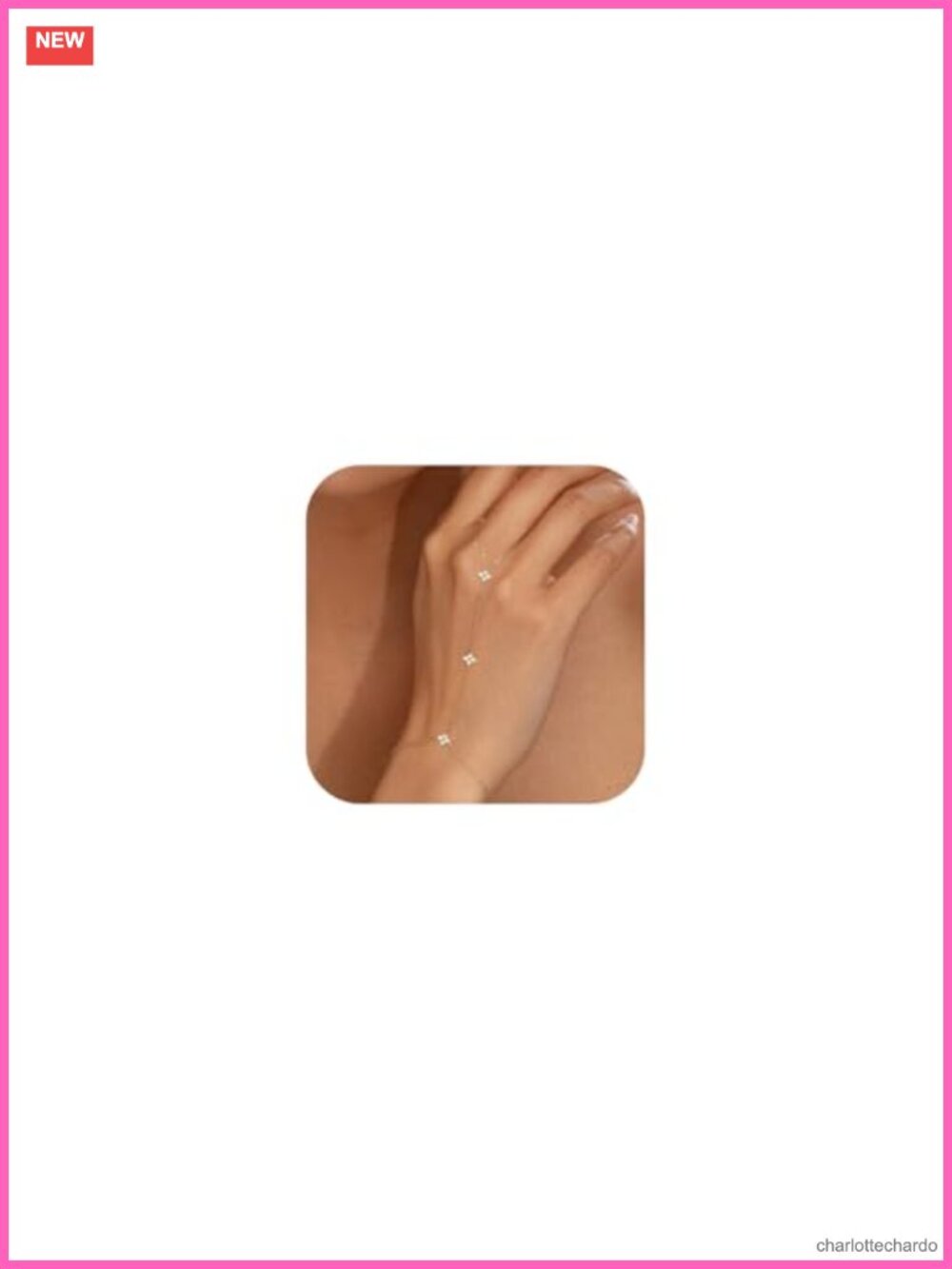 14K Gold Plated Hand Chain Bracelet with Clover CZ Charms